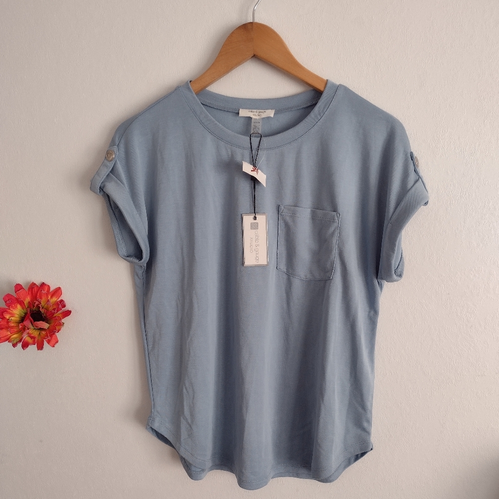 cable & gauge small short sleeve women's tshirt in blue